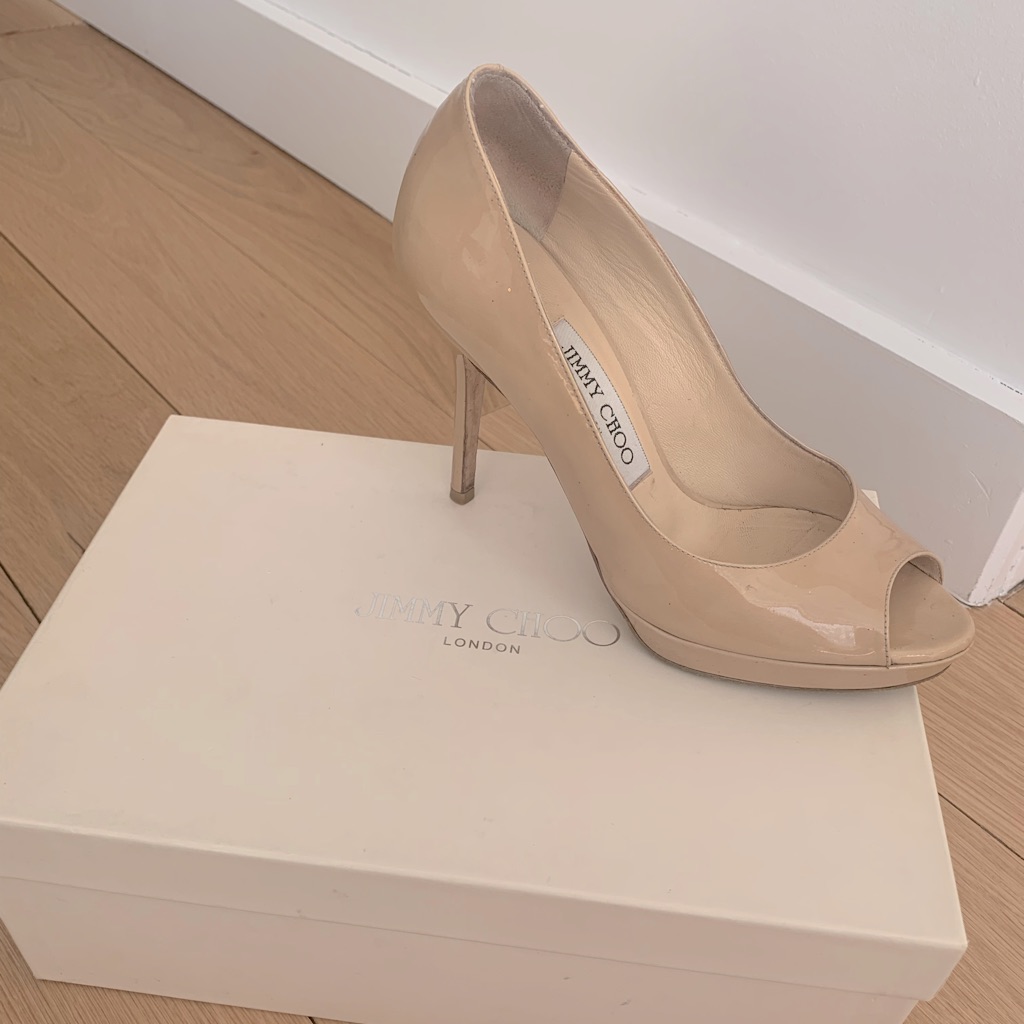Size 5.5 Jimmy Choo Patent Nude Heels